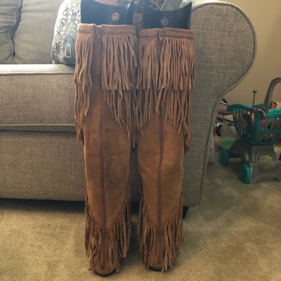 Tall Sam Edelman suede fringe boots - Picture 3 of 9